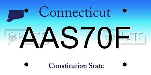 AAS70F Connecticut License Plate