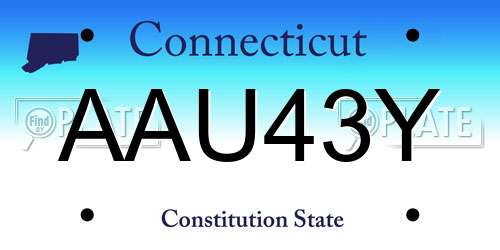 AAU43Y Connecticut License Plate