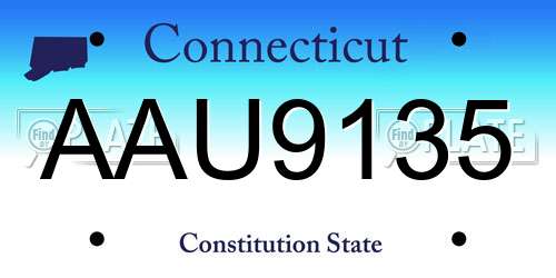 AAU9135 Connecticut License Plate