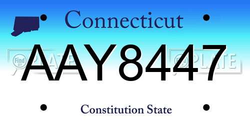 AAY8447 Connecticut License Plate