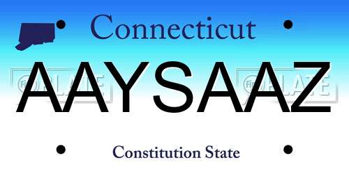AAYSAAZ Connecticut License Plate