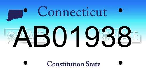 AB01938 Connecticut License Plate