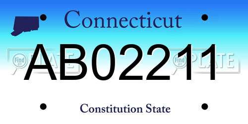 AB02211 Connecticut License Plate