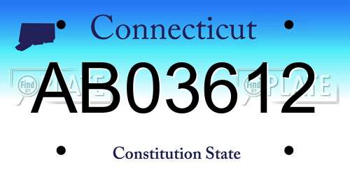 AB03612 Connecticut License Plate