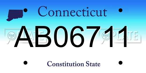 AB06711 Connecticut License Plate