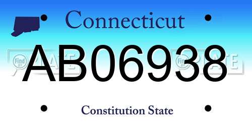 AB06938 Connecticut License Plate
