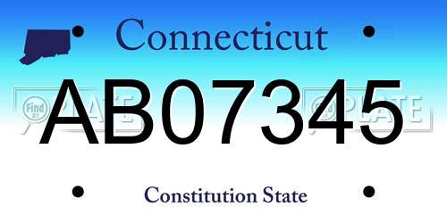 AB07345 Connecticut License Plate