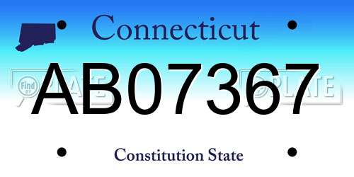 AB07367 Connecticut License Plate