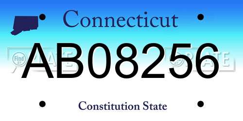 AB08256 Connecticut License Plate
