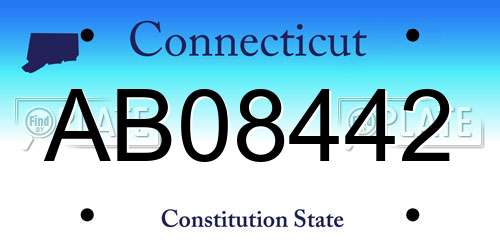 AB08442 Connecticut License Plate