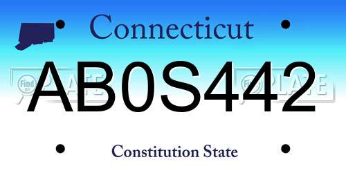 AB0S442 Connecticut License Plate