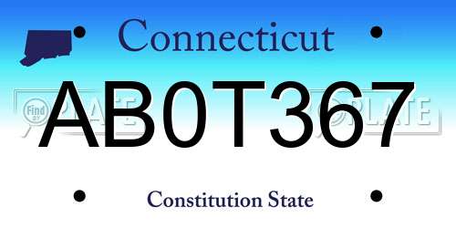 AB0T367 Connecticut License Plate