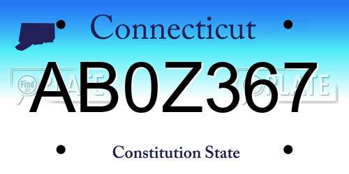 AB0Z367 Connecticut License Plate