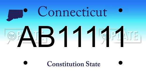 AB11111 Connecticut License Plate