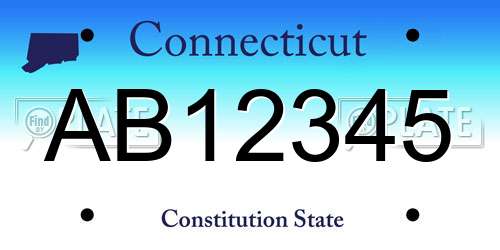 AB12345 Connecticut License Plate