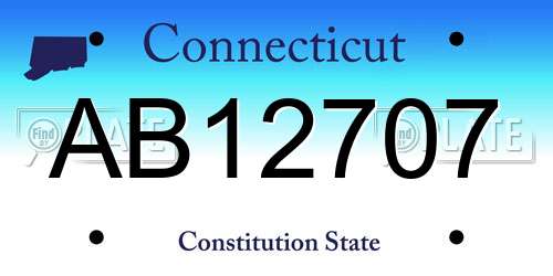 AB12707 Connecticut License Plate