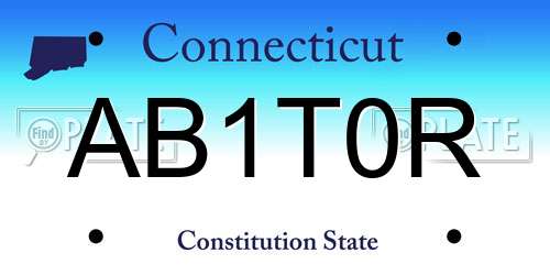 AB1T0R Connecticut License Plate