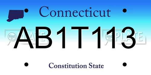 AB1T113 Connecticut License Plate
