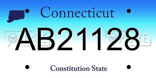 AB21128 Connecticut License Plate