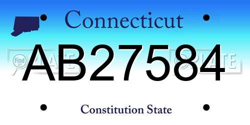 AB27584 Connecticut License Plate