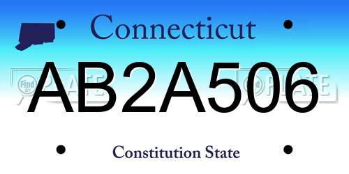 AB2A506 Connecticut License Plate