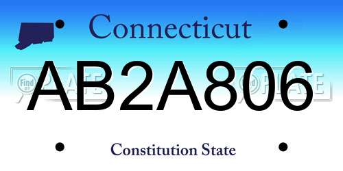 AB2A806 Connecticut License Plate