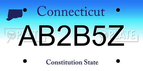 AB2B5Z Connecticut License Plate
