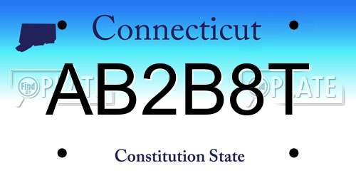 AB2B8T Connecticut License Plate