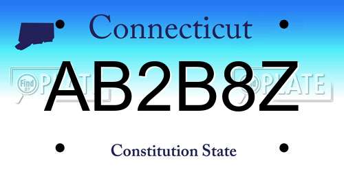 AB2B8Z Connecticut License Plate
