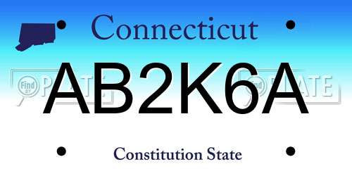 AB2K6A Connecticut License Plate