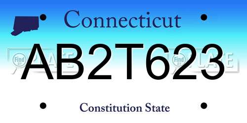 AB2T623 Connecticut License Plate