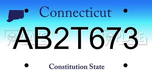 AB2T673 Connecticut License Plate