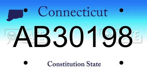 AB30198 Connecticut License Plate