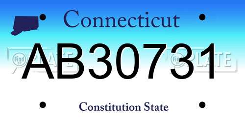 AB30731 Connecticut License Plate