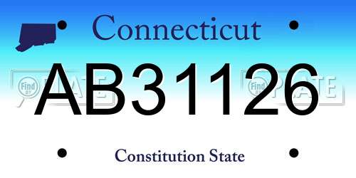 AB31126 Connecticut License Plate