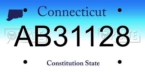 AB31128 Connecticut License Plate