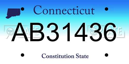 AB31436 Connecticut License Plate