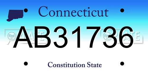 AB31736 Connecticut License Plate