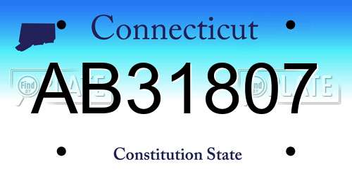 AB31807 Connecticut License Plate