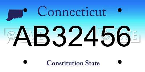 AB32456 Connecticut License Plate