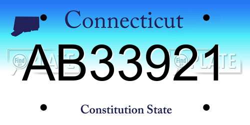 AB33921 Connecticut License Plate