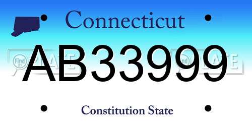 AB33999 Connecticut License Plate
