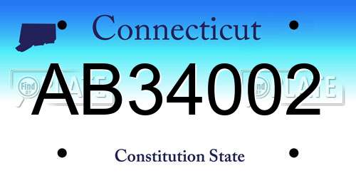 AB34002 Connecticut License Plate
