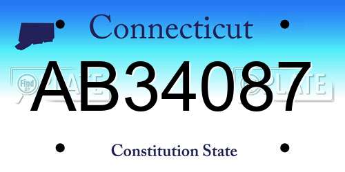 AB34087 Connecticut License Plate