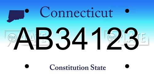 AB34123 Connecticut License Plate
