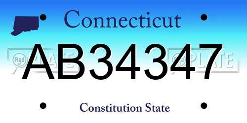AB34347 Connecticut License Plate