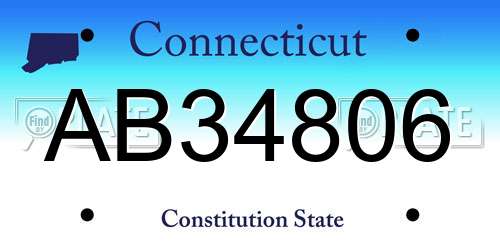 AB34806 Connecticut License Plate