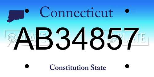 AB34857 Connecticut License Plate