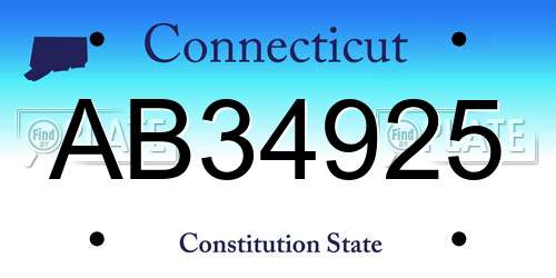 AB34925 Connecticut License Plate