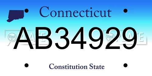 AB34929 Connecticut License Plate